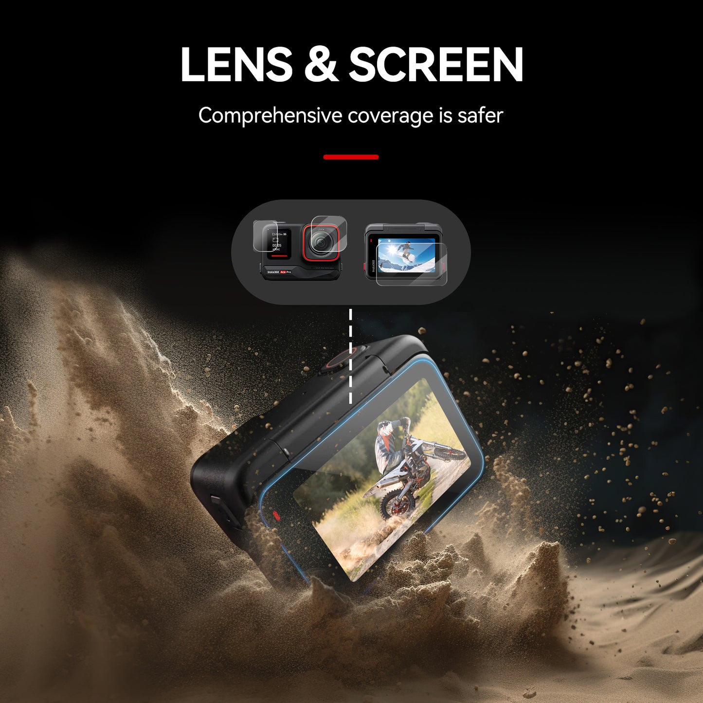Telesin Screenprotector-set gehard glas Insta360 Ace Pro - GoPro Screenprotectors
