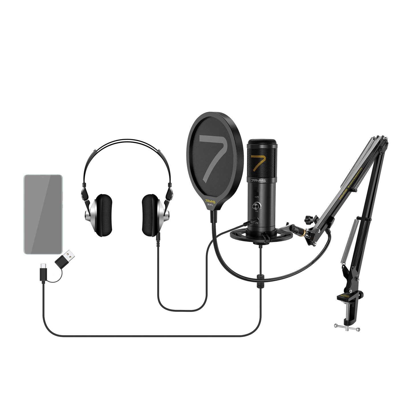 7RYMS AU01-K1 USB Microphone Kit with Table Clamp