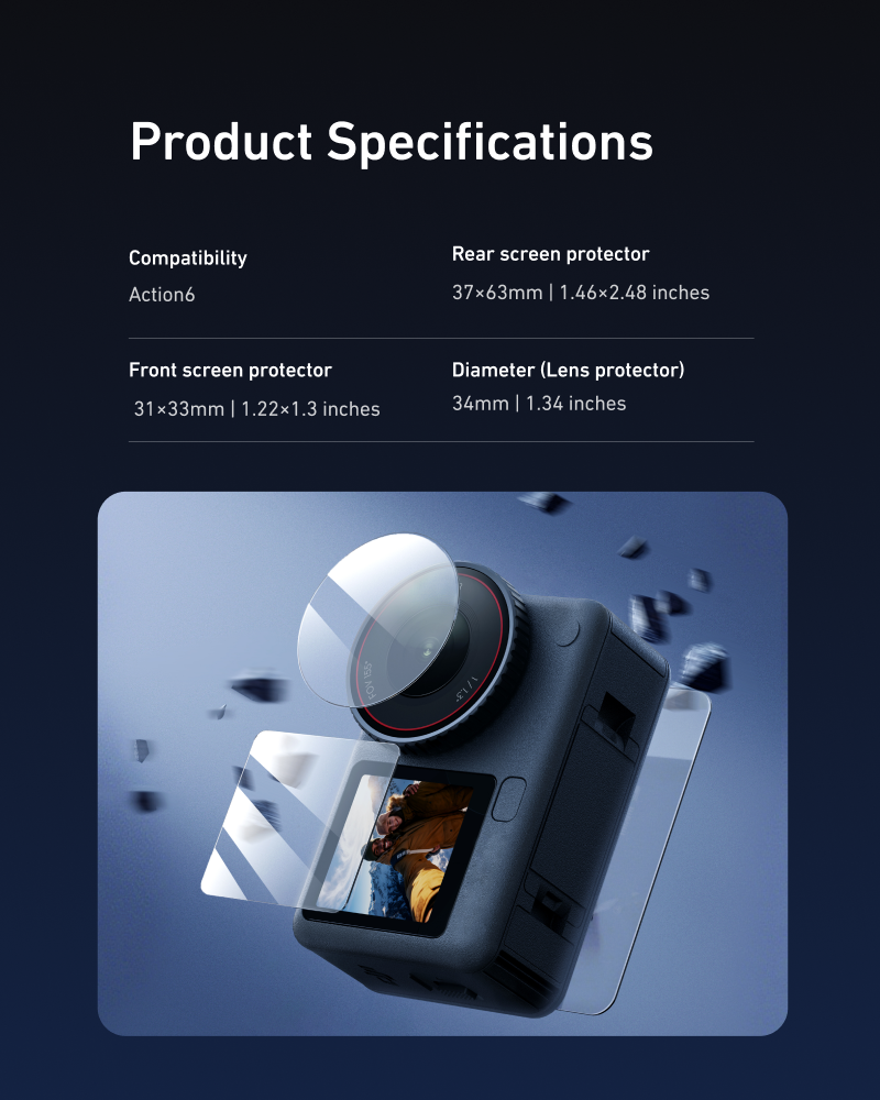 Telesin Screen Protector Set for DJI Osmo Action 6