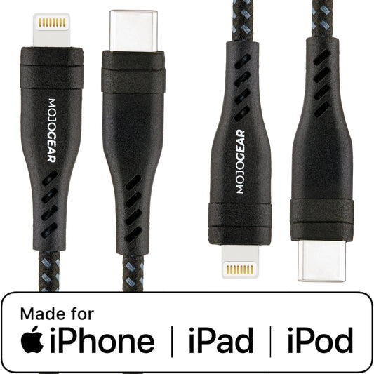 2x MOJOGEAR Apple Lightning to USB-C cable extra strong [DUO PACK]