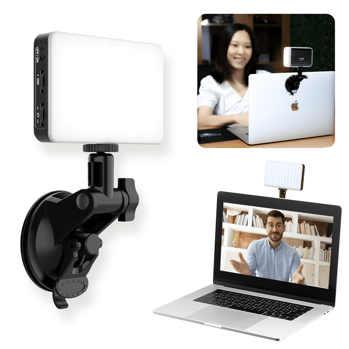 VIJIM VL120 powerful LED video calling lamp KIT - with suction cup for laptop / computer / monitor