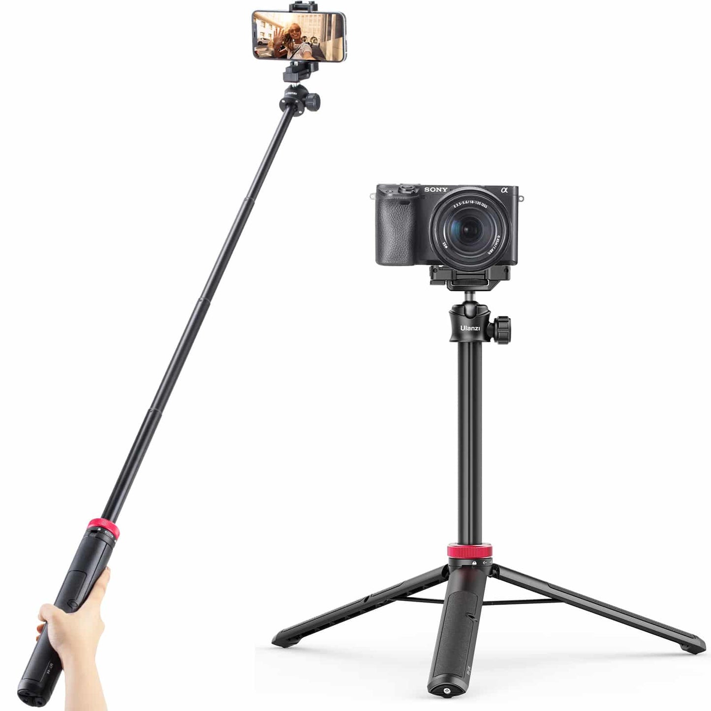 Ulanzi MT-44 Selfie stick Statief voor telefoon en camera - 146cm - Selfiesticks