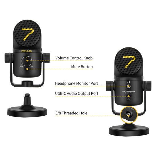 7RYMS SR-USB Mini Condensator USB Microfoon - Studiomicrofoons