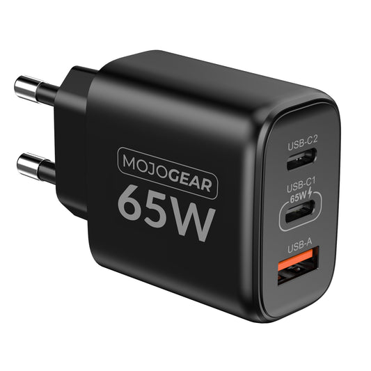 MOJOGEAR CHARGE+ 65W snellader met USB naar USB-C kabel 3 meter - Opladers