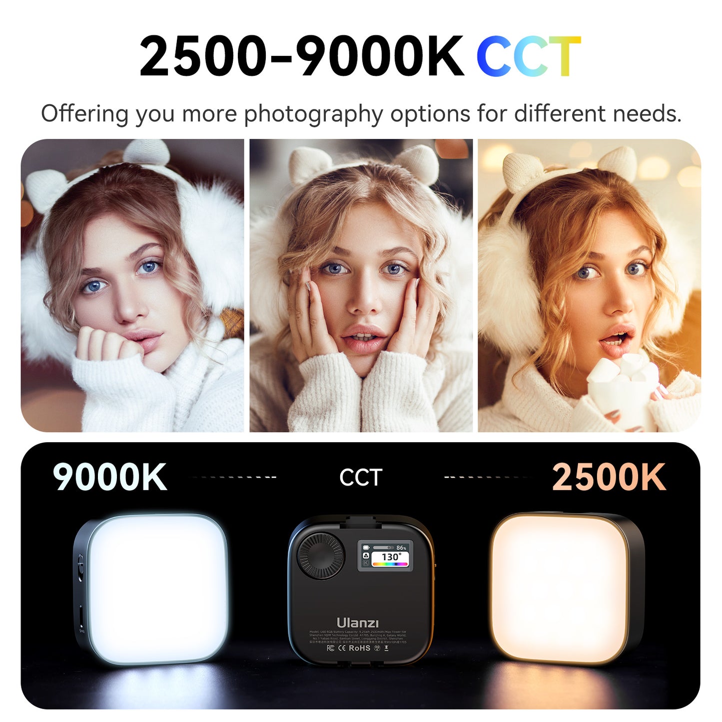 Ulanzi U60 RGB Videolamp - Cameralampen