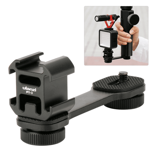 Ulanzi PT-3 Triple Cold Shoe Mount for Gimbal, Camera and Smartphone Rig