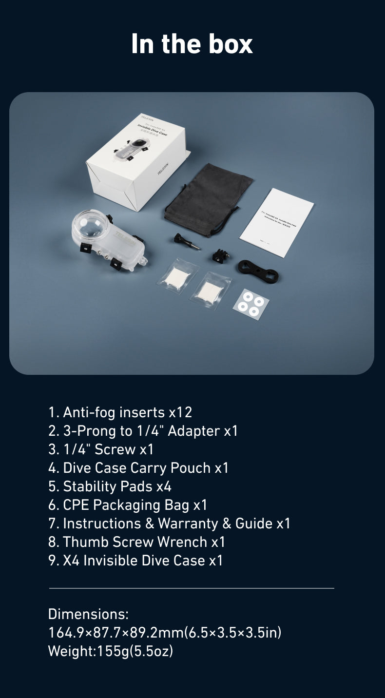 Telesin Invisible Dive Case for Insta360 X4