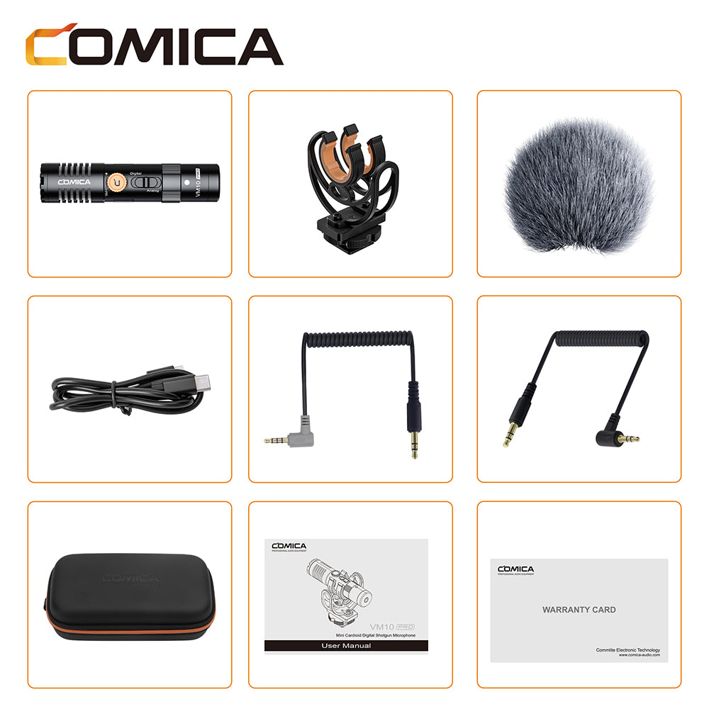 Comica VM10 Pro compact microphone for phone and camera - with 3.5mm and USB-C