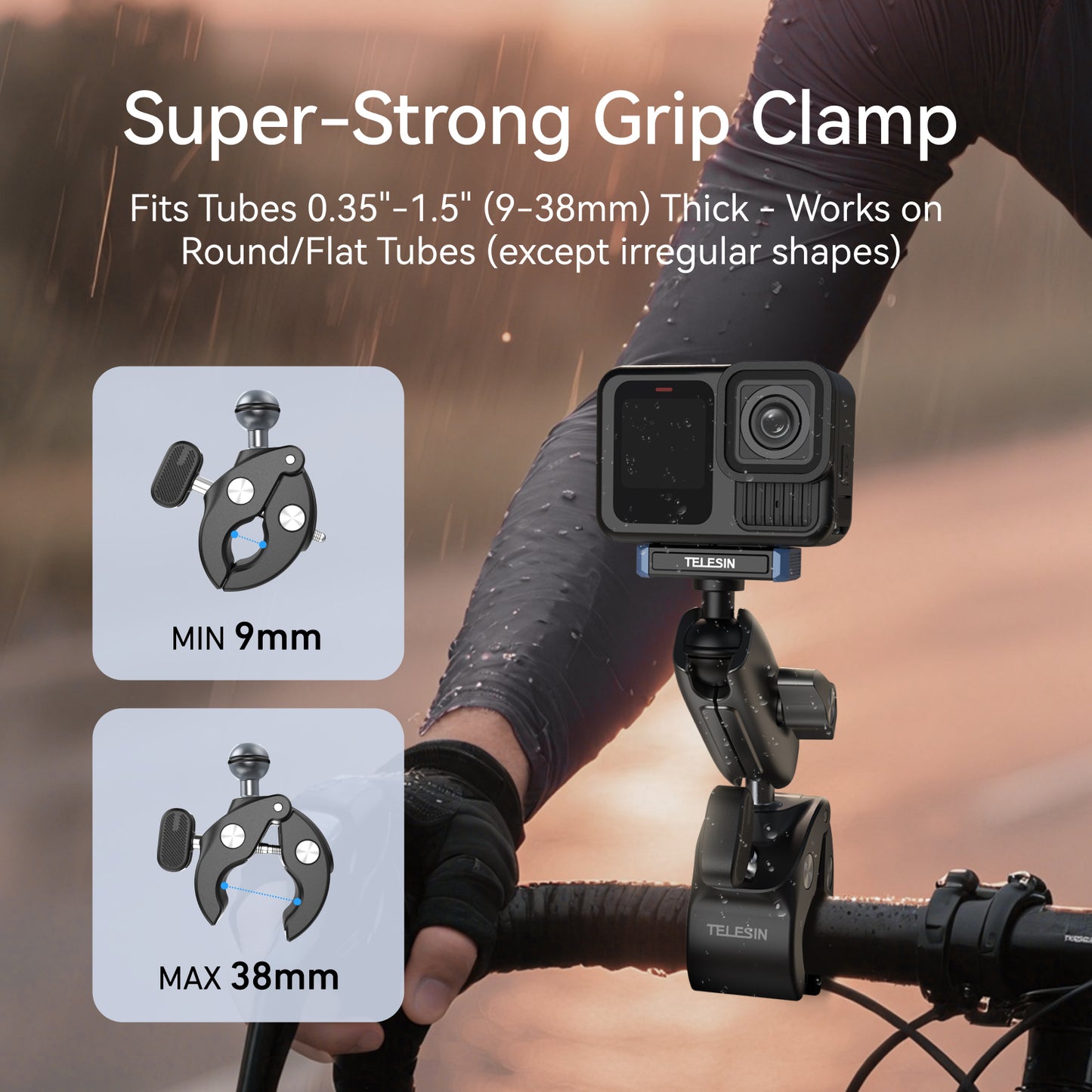 Telesin Tube Clamp voor GoPro 13 - Grijs - GoPro Mounts