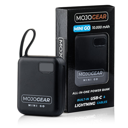 MOJOGEAR MINI GO 10.000 mAh powerbank met ingebouwde kabels - Zwart - Powerbanks