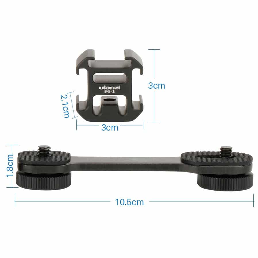 Ulanzi PT-3 Triple Cold Shoe Mount voor Gimbal, Camera en Smartphone Rig - Statiefaccessoires