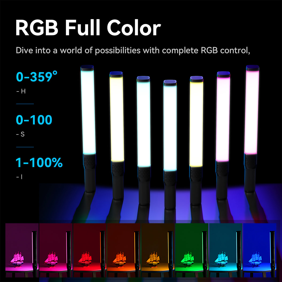 Ulanzi VL360 RGB Tube Light Pro with handle