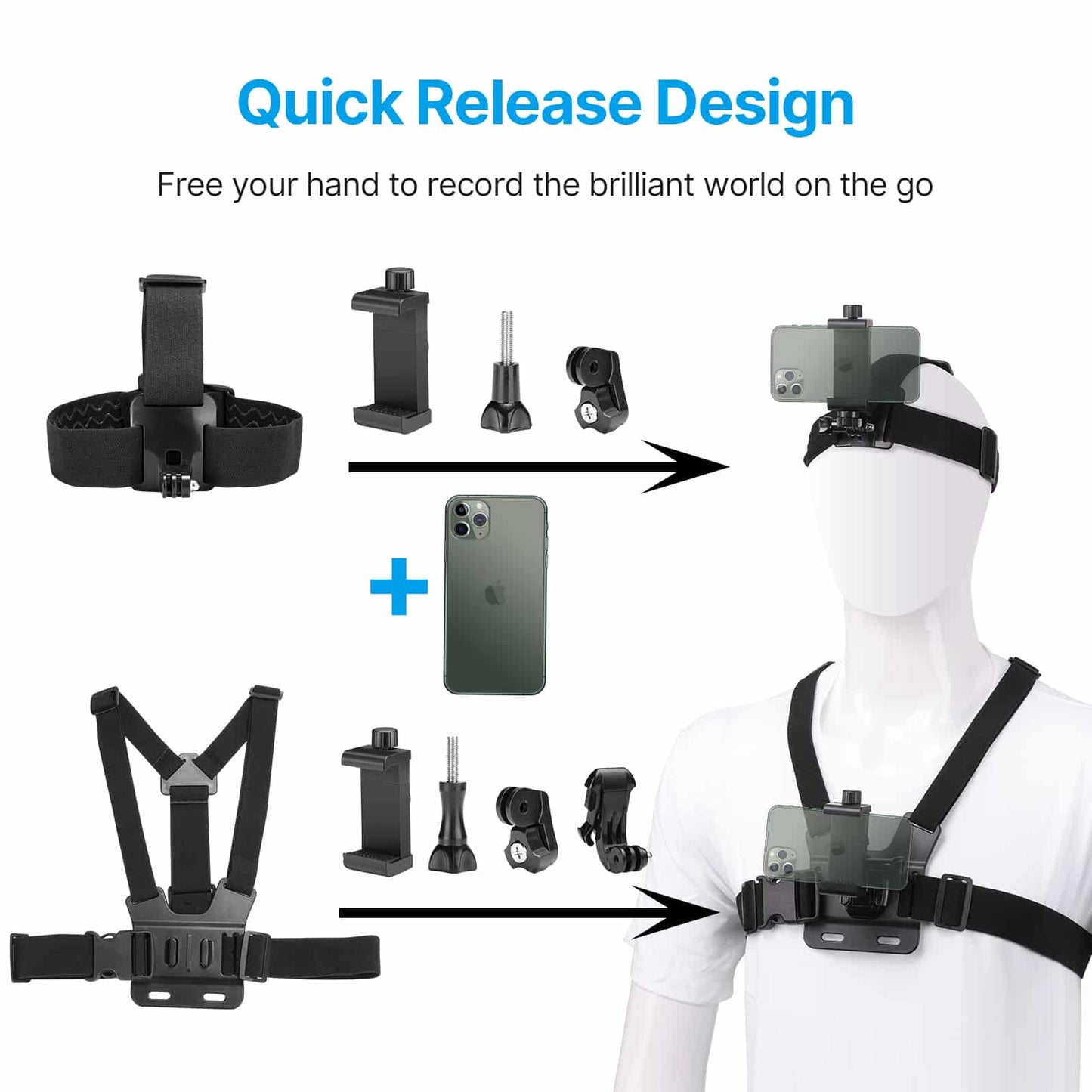 Ulanzi Head Strap and Chest Strap Kit for GoPro/smartphone