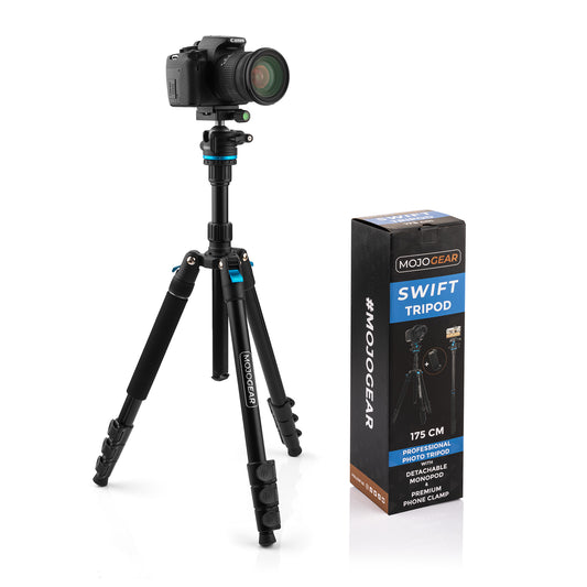 MOJOGEAR Swift Fotostatief 175cm met monopod voor Camera en Smartphone - Grote statieven