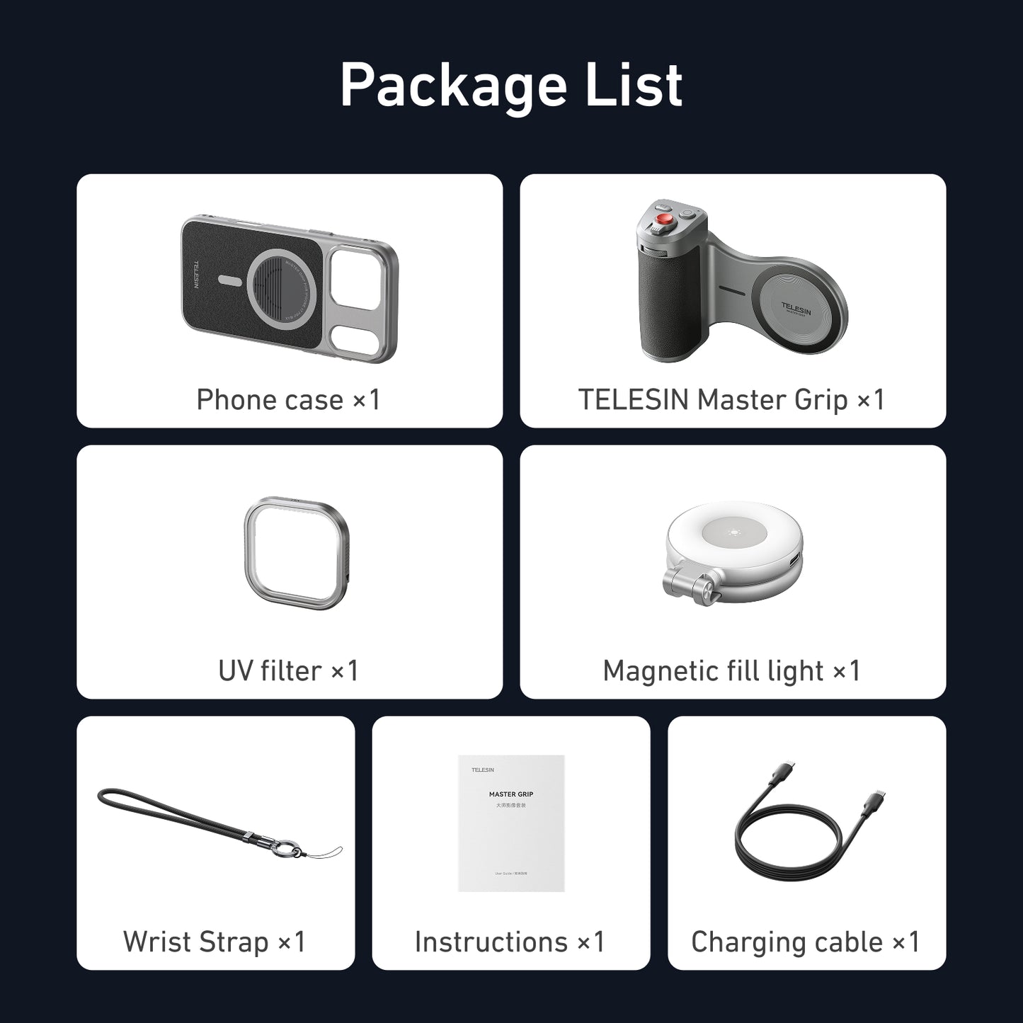 Telesin Master Grip V2 voor iPhone 17 Pro - Creator Combo met lamp en filter - Handgrips