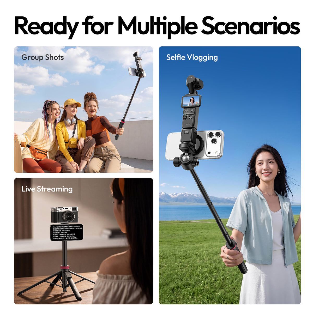 Ulanzi MT-44 M Magnetic Selfie Stick Tripod with Remote - Black