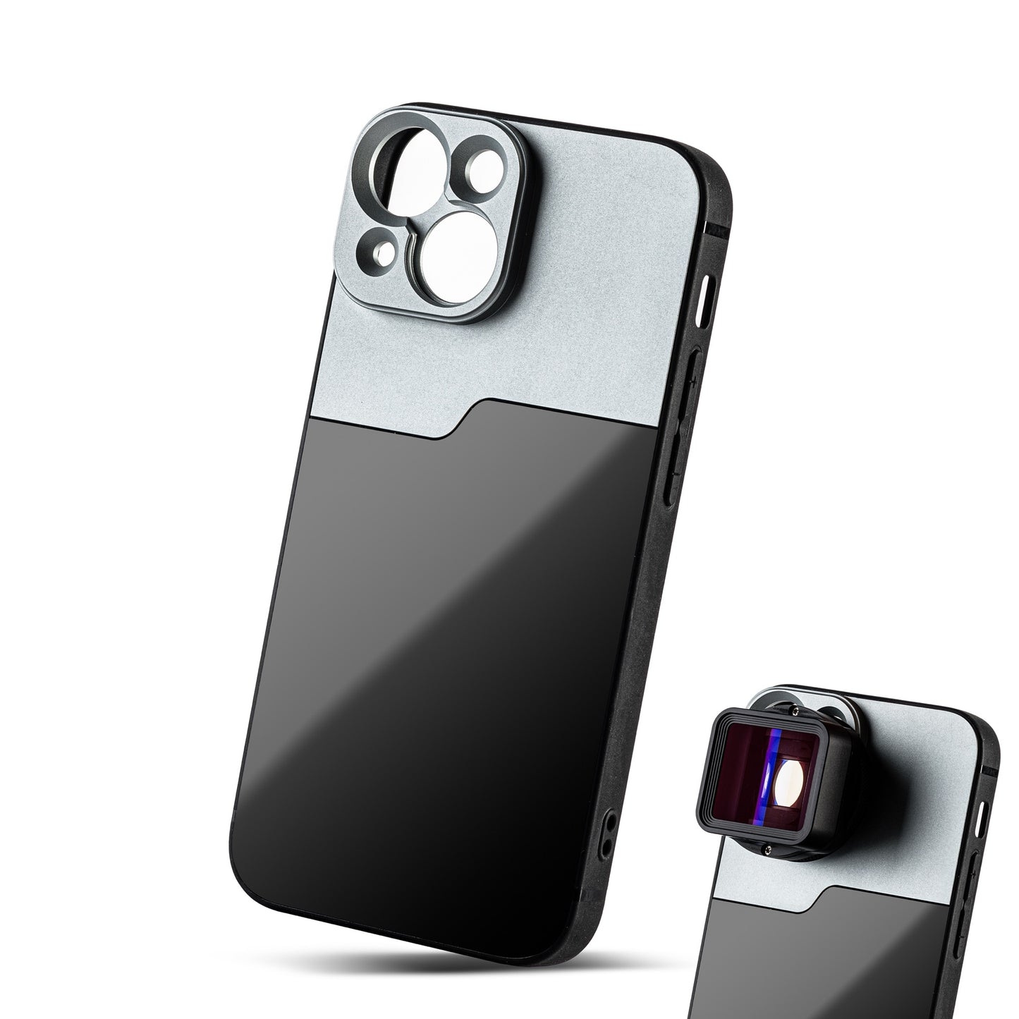 MOJOGEAR 17mm lens case voor iPhone 13 en 14 - Zwart/Grijs - Beschermhoezen