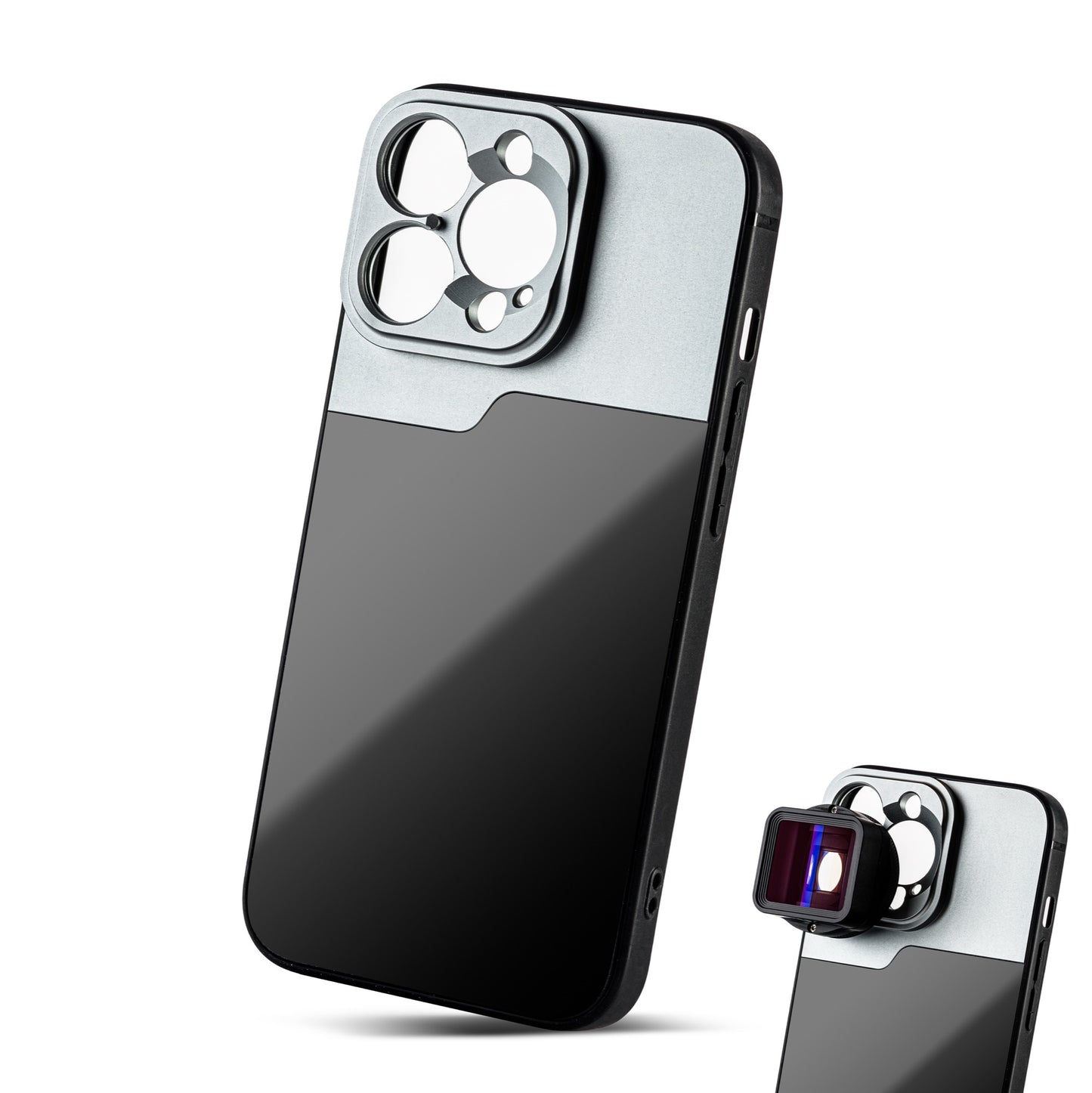 MOJOGEAR 17mm lens case voor iPhone 13 en 14 - Zwart/Grijs - Beschermhoezen