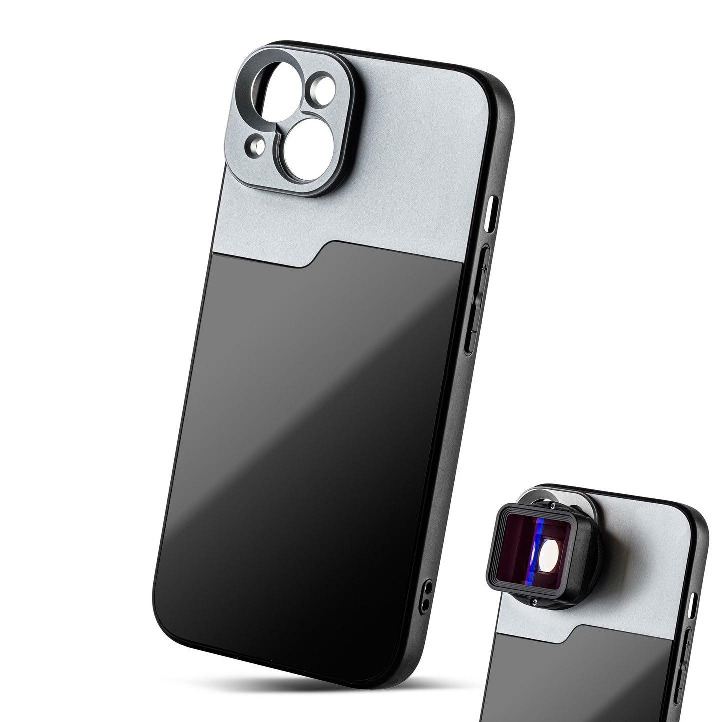 MOJOGEAR 17mm lens case voor iPhone 13 en 14 - Zwart/Grijs - Beschermhoezen