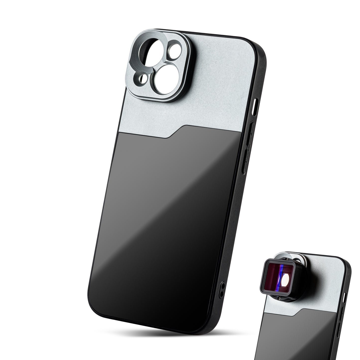 MOJOGEAR 17mm lens case voor iPhone 13 en 14 - Zwart/Grijs - Beschermhoezen