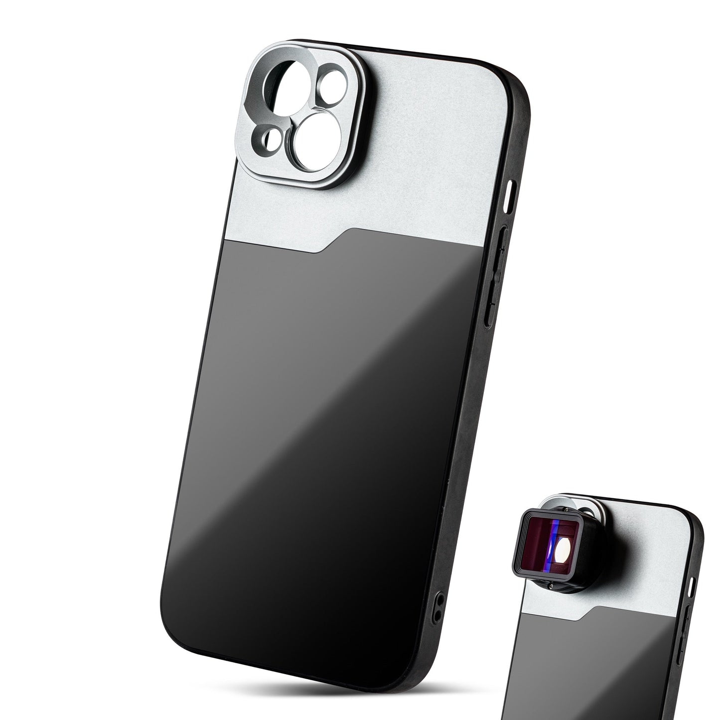 MOJOGEAR 17mm lens case voor iPhone 13 en 14 - Zwart/Grijs - Beschermhoezen