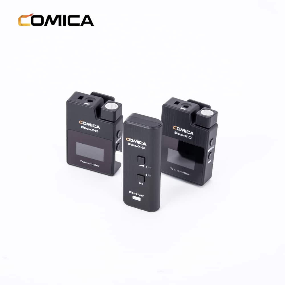 Comica BoomX-D UC2 wireless microphone set with 2 transmitters and USB-C receiver