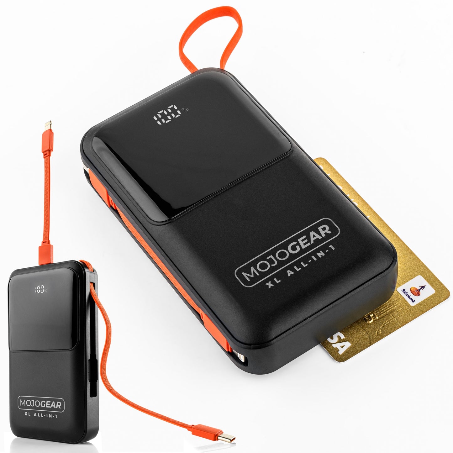 MOJOGEAR XL ALL-IN-1 Powerbank 20.000 mAh met ingebouwde Lightning en USB-C kabels - Powerbanks