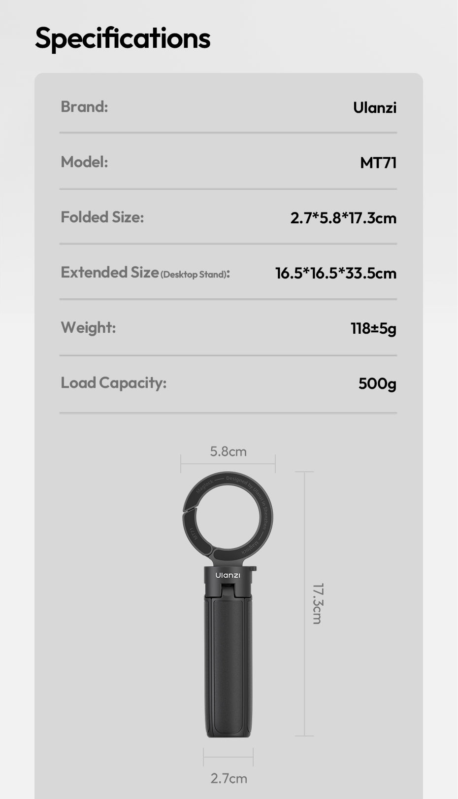 Ulanzi MT71 Magnetic Mini Selfie Stick