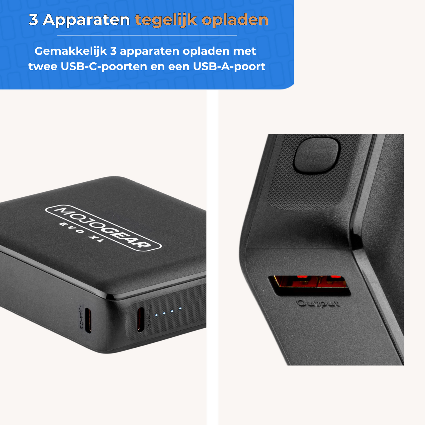 MOJOGEAR EVO XL 20.000 mAh powerbank 22.5W - Powerbanks