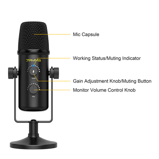 7RYMS AT20 Cardioïde Condensator USB Microfoon