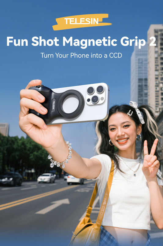 Telesin Fun Shot smartphone grip 2 magnetisch - Zwart - Handgrips