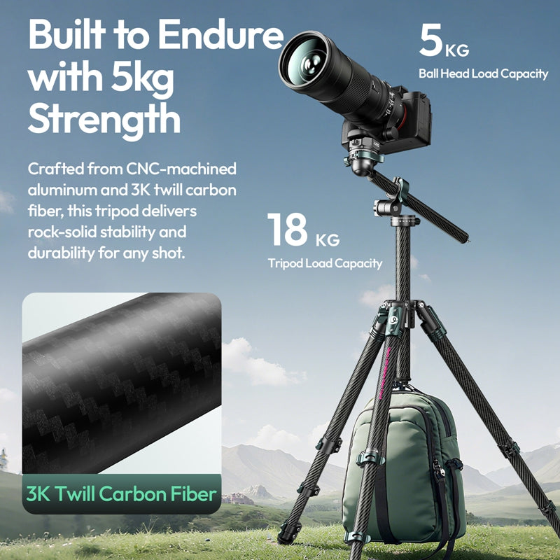 Ulanzi GlideGo JJ05 Carbon Photo Tripod with Tilting Arm