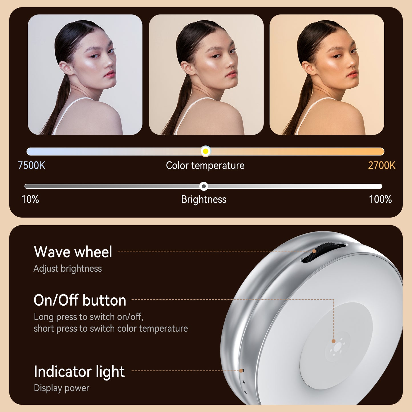 Telesin C03 MagSafe Selfie Light with mirror – Silver