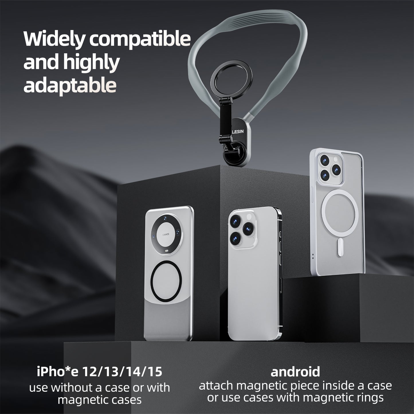 Telesin magnetische neck mount voor smartphone - Grijs - Telefoonhouders