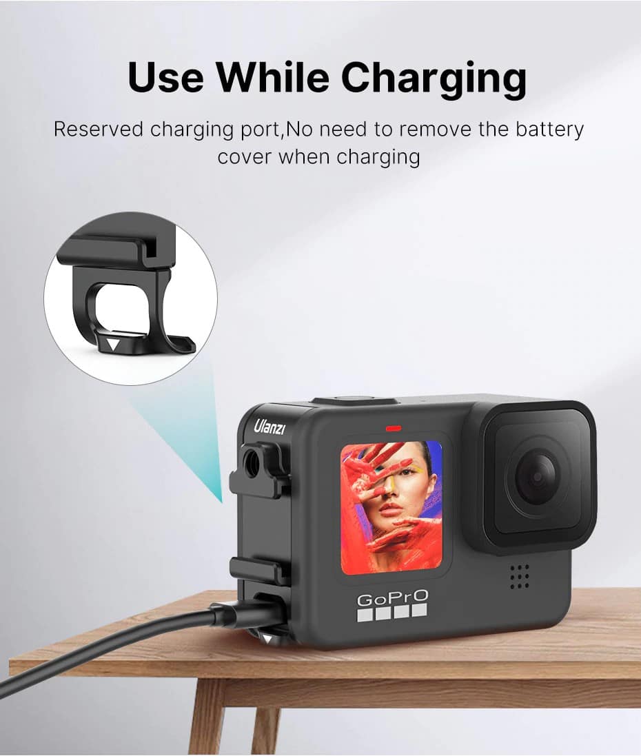 Ulanzi G9-6 GoPro Hero 9,10,11,12 en 13 batterijklep met oplaadaansluiting en Cold Shoe Mount - GoPro Batterijkleppen