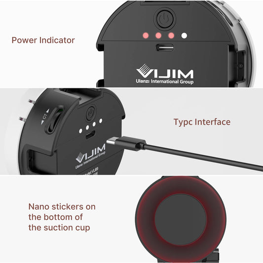 VIJIM VL69 LED-lamp voor videobellen – met zuignap voor laptop / computer / monitor - Laptoplampen