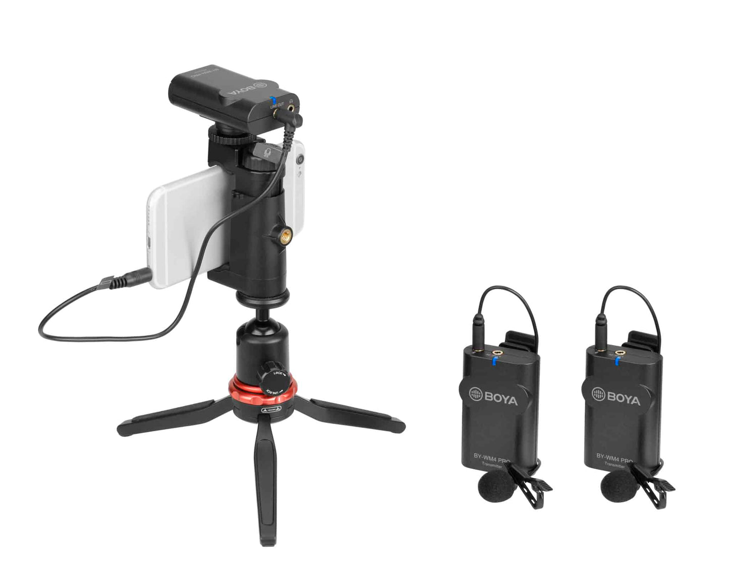 BOYA WM4 Pro K2 draadloze microfoon met 2 zenders - voor smartphone / camera / PC - Draadloze microfoons