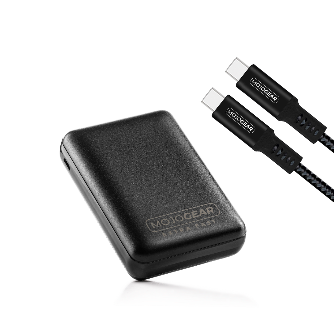 MOJOGEAR MINI EXTRA FAST 10.000 mAh powerbank met USB-C naar USB-C kabel 100W USB 3.1 Extra Sterk 1,5 m - Powerbanks