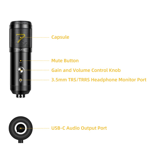 7RYMS AU01-K2 USB Microfoon Kit met tafelstandaard - Studiomicrofoons