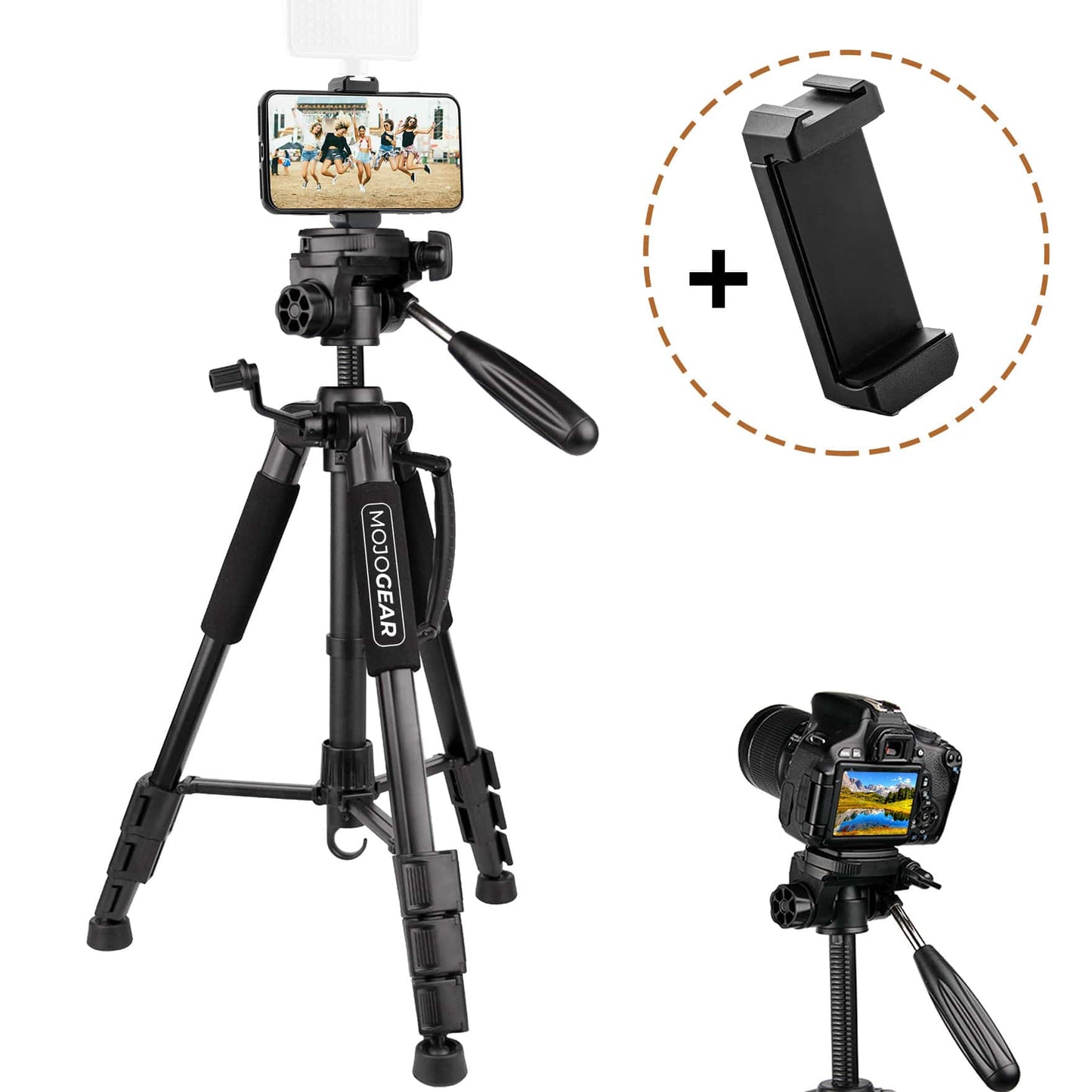 MOJOGEAR 140cm Tripod with Premium Phone Clamp