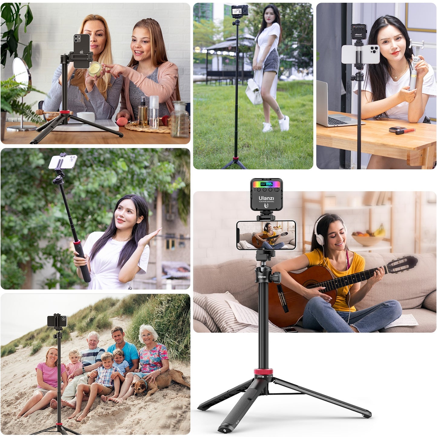 Ulanzi MT-44 Selfie stick Statief voor telefoon en camera - 146cm - Selfiesticks