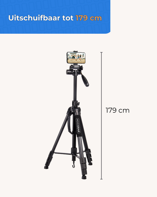 MOJOGEAR 179cm 3-in-1 statief: driepoot, monopod & horizontale arm - Grote statieven