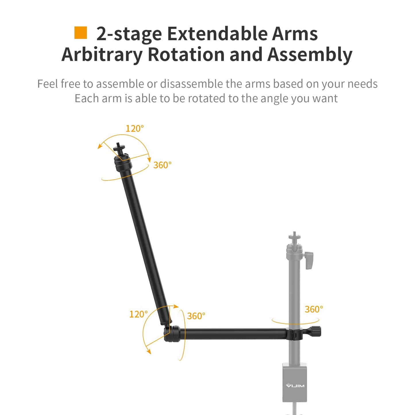 VIJIM LS04 Camera/Microphone/Video Light Tripod Arm