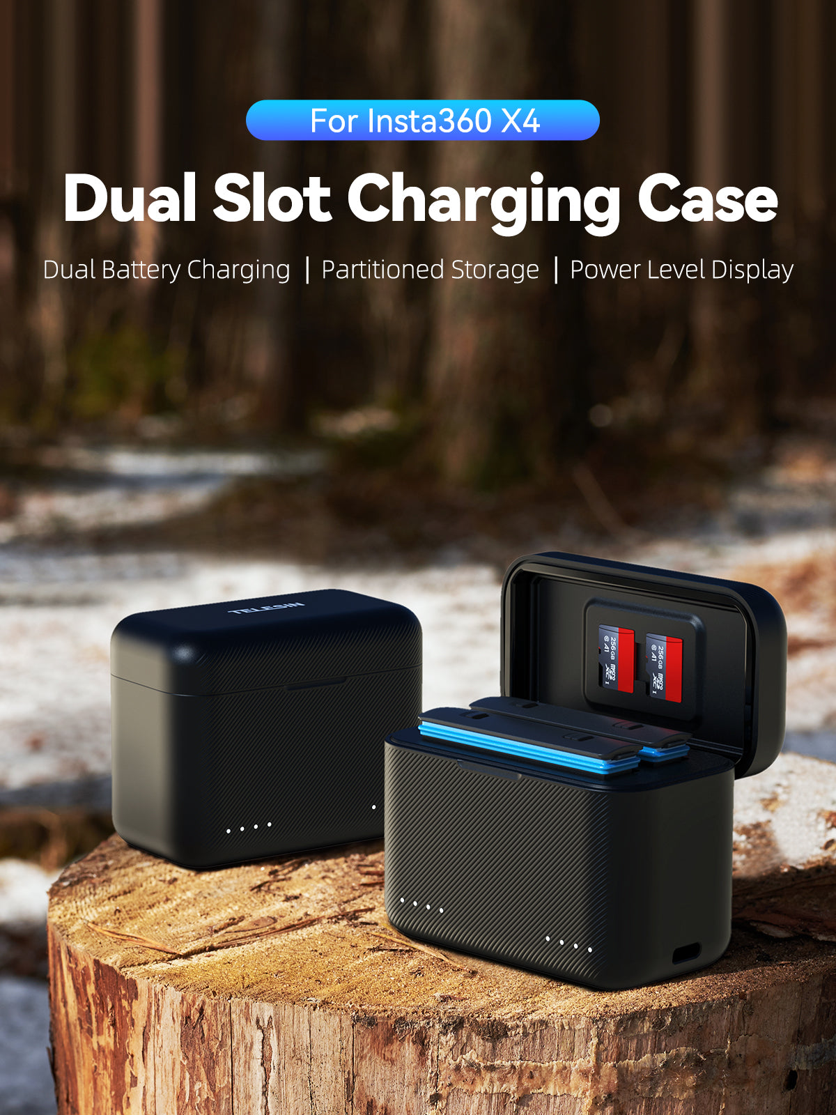 Telesin Charging Box for Insta360 X4 Batteries (2 slots)