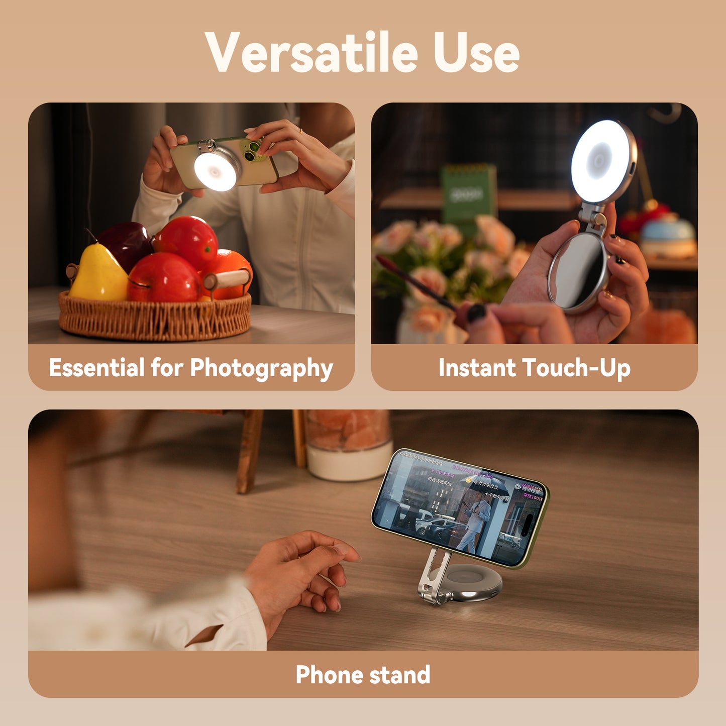 Telesin C03 MagSafe Selfie Light with mirror – Silver