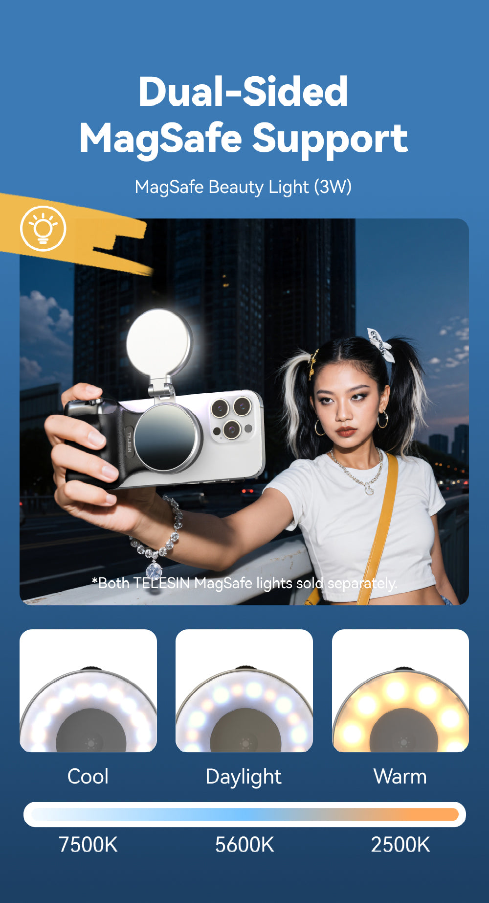 Telesin Fun Shot smartphone grip 2 magnetisch - Zwart - Handgrips