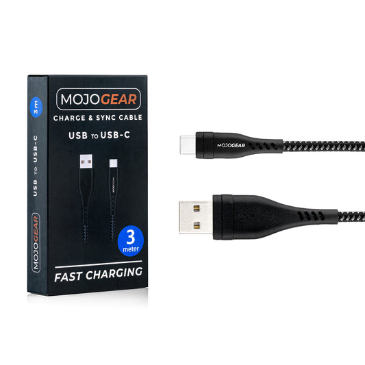 MOJOGEAR CHARGE+ 65W snellader met USB naar USB-C kabel 3 meter | Geschikt voor Samsung/iPhone 15/16