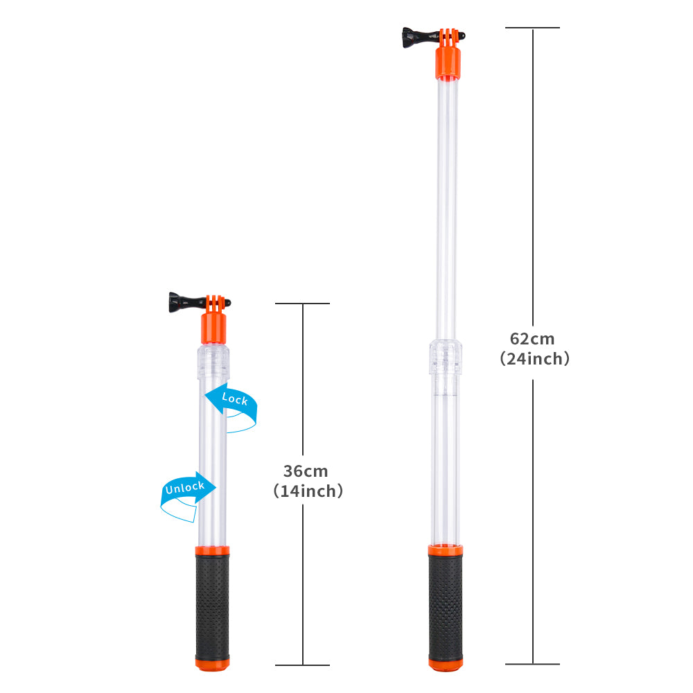 Telesin Floating Selfie Stick Waterproof - Up to 62 cm - Transparent