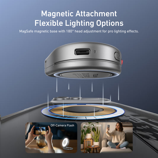Telesin magnetische flitser & ringlamp voor smartphone met MagSafe - Titanium - Ringlampen