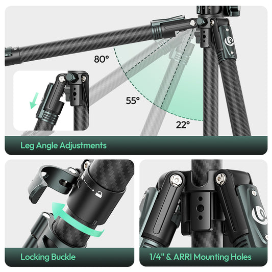Ulanzi GlideGo JJ05 Photo Tripod Carbon met kantelbare arm - Grote statieven